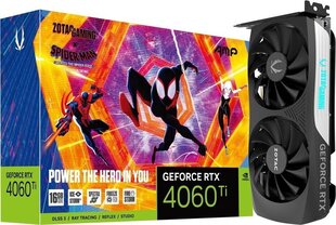 Zotac Gaming GeForce RTX 4060 Ti AMP Spider-Man: Across the Spider-Verse Bundle (ZT-D40620F-10SMP) цена и информация | Видеокарты (GPU) | pigu.lt