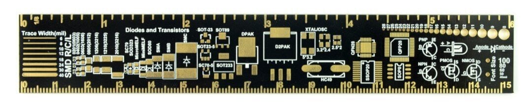 Liniuotė PCB, 1 vnt. kaina ir informacija | Mechaniniai įrankiai | pigu.lt