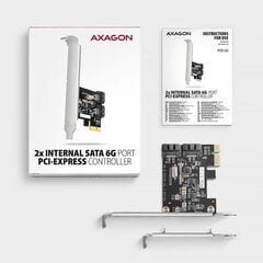 Axagon PCES-SJ2 PCIe valdiklis 2x vidinis SATA prievadas kaina ir informacija | Korpusų priedai | pigu.lt