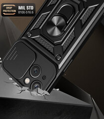 Чехол Hybrid Armor Camshield для Samsung S23 FE с крышкой камеры — черный цена и информация | Чехлы для телефонов | pigu.lt