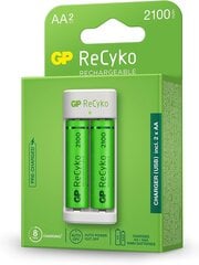 GP ReCyko E211 AA AAA NiMH + 2x AA 2100mAh цена и информация | Зарядные устройства для элементов питания | pigu.lt