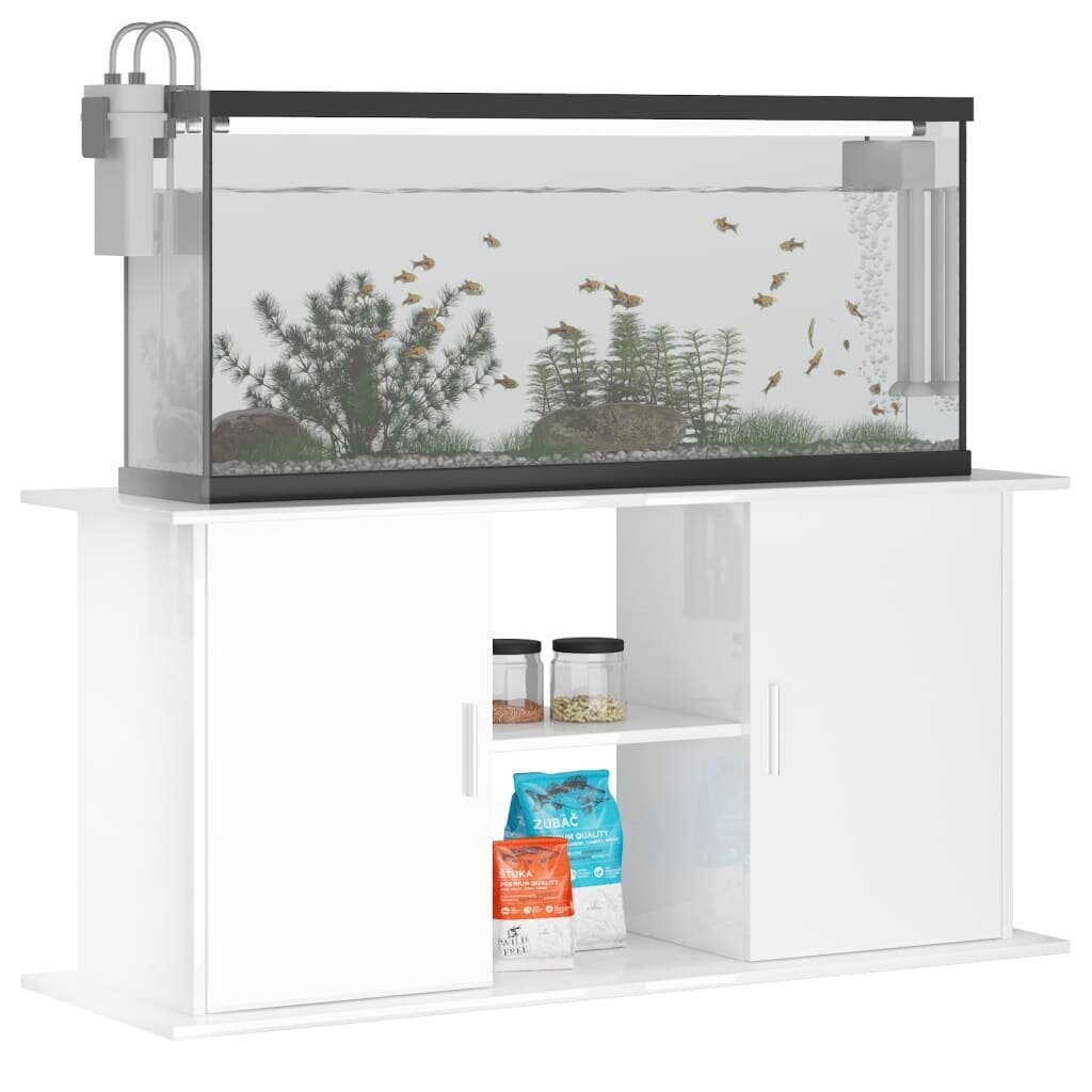Akvariumo stovas vidaXL, baltas, 121x41x58 cm kaina ir informacija | Akvariumai ir jų įranga | pigu.lt