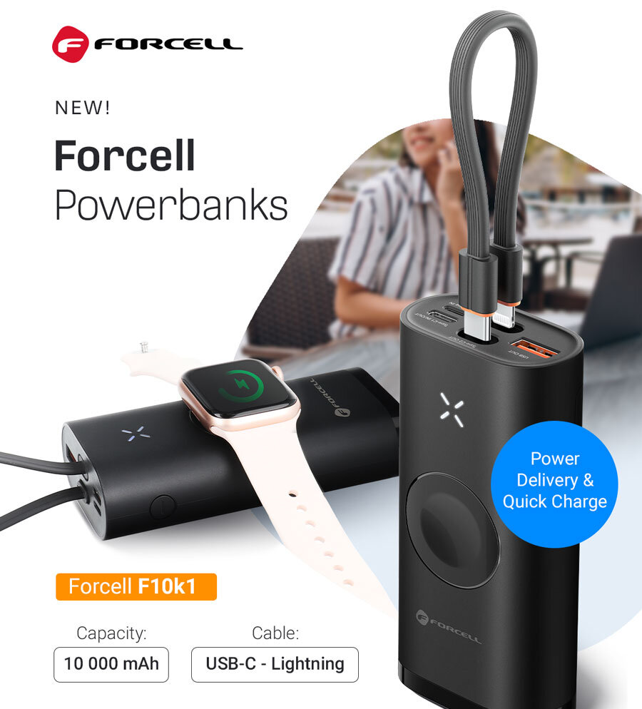 Forcell F-Energy F10k1 10000mah kaina ir informacija | Atsarginiai maitinimo šaltiniai (power bank) | pigu.lt