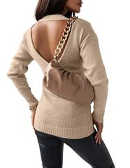 Классический свитер с вырезом на спине - МАБЕЛЬ - светло-бежевый цена и информация | Женские кофты | pigu.lt