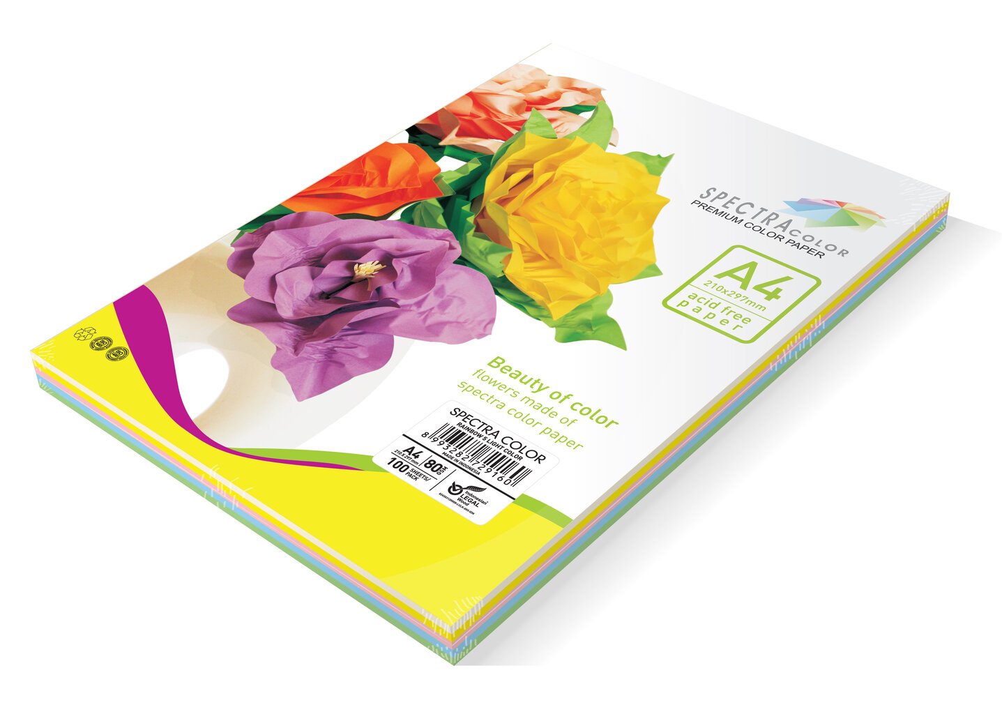 Spalvotas popierius Spectra Color IT855 Rainbow A4 80gsm 10 sp. 100 lapų kaina ir informacija | Sąsiuviniai ir popieriaus prekės | pigu.lt