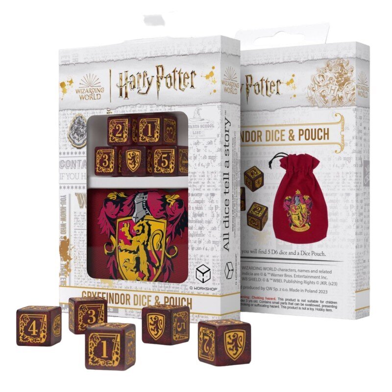 Kauliukų rinkinys Q-Workshop Harry Potter Gryffindor, su maišeliu kaina ir informacija | Stalo žaidimai, galvosūkiai | pigu.lt