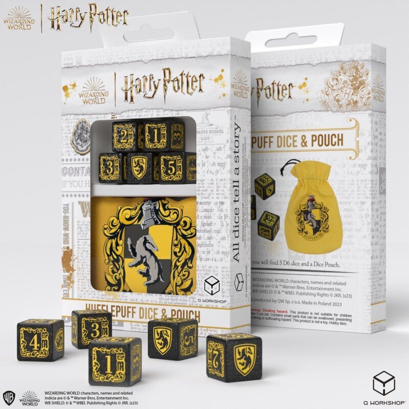 Kauliukų rinkinys Q-Workshop Harry Potter Hufflepuff, su maišeliu kaina ir informacija | Stalo žaidimai, galvosūkiai | pigu.lt