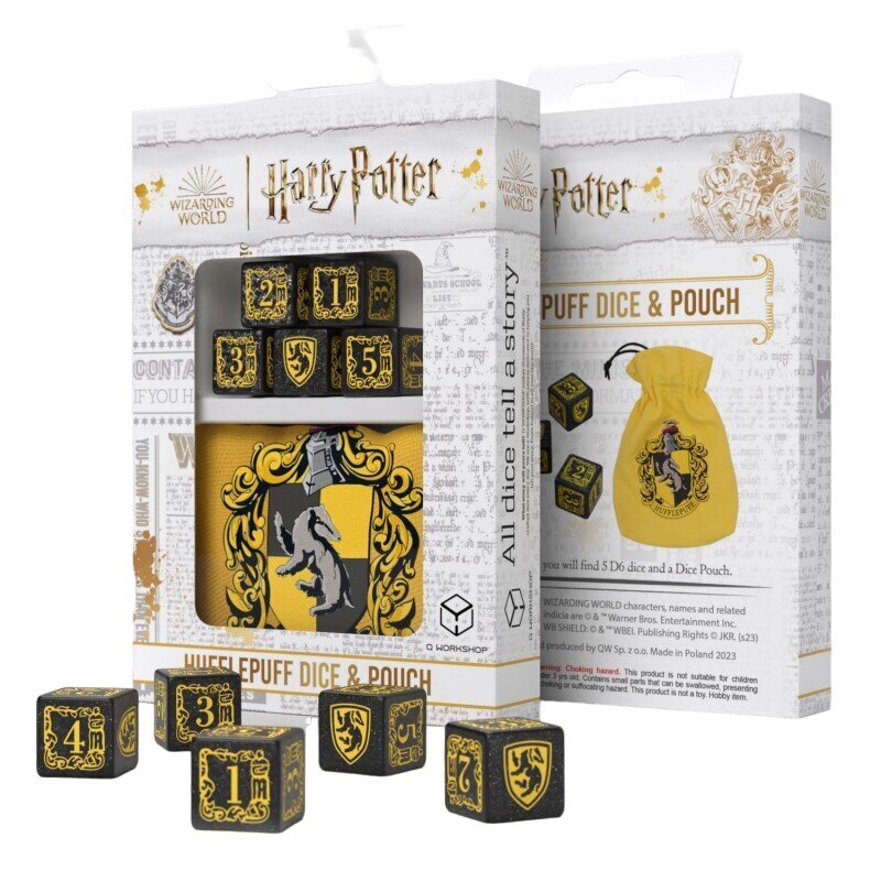 Kauliukų rinkinys Q-Workshop Harry Potter Hufflepuff, su maišeliu kaina ir informacija | Stalo žaidimai, galvosūkiai | pigu.lt