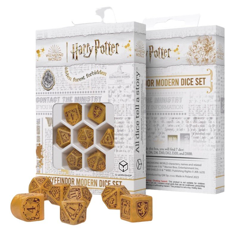 Kauliukų rinkinys Q-Workshop Harry Potter Gryffindor, su maišeliu, geltonas kaina ir informacija | Stalo žaidimai, galvosūkiai | pigu.lt