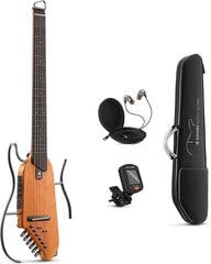 Donner HUSH-I Guitar For Travel — портативная сверхлегкая и тихая акустико-электрическая гитара, корпус из красного дерева со съемными рамами, сумка для инструментов и аксессуары цена и информация | Гитары | pigu.lt