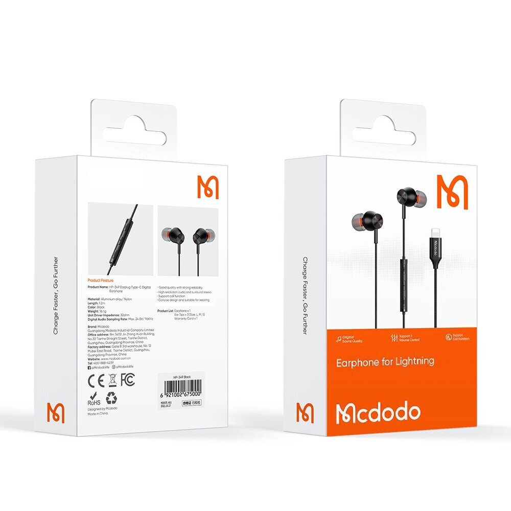 McDodo Earphone kaina ir informacija | Ausinės | pigu.lt