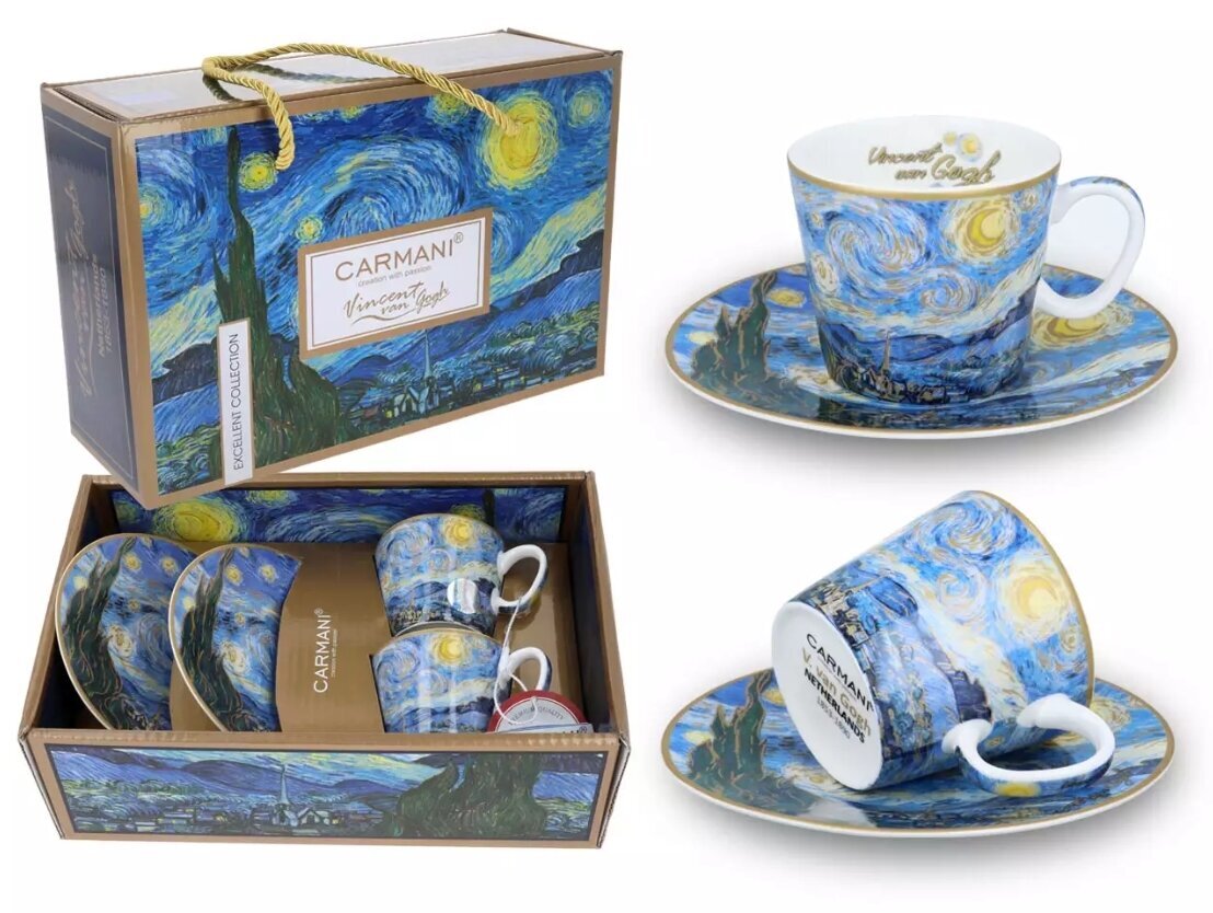 2 espreso puodelių rinkinys Van Gogh Žvaigždėta naktis, 125 ml цена и информация | Originalūs puodeliai | pigu.lt