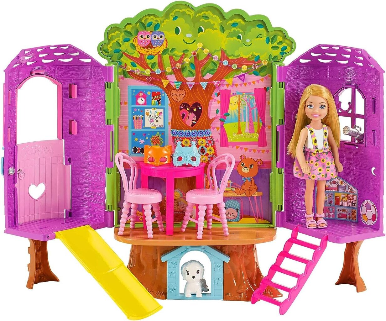 Lėlė su žaidimų namelių Barbie Chelsea Treehouse, HPL70 цена и информация | Žaislai mergaitėms | pigu.lt