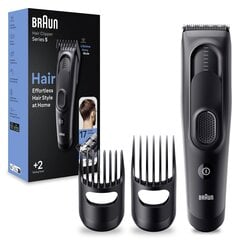 Braun Hair Clipper Series 5 HC5330 Cordless or corded  Number of length steps 17  Matte Black цена и информация | Машинки для стрижки волос | pigu.lt