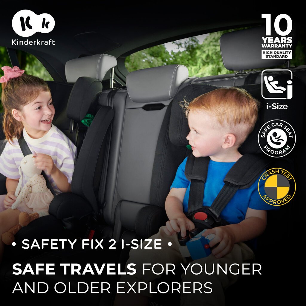 Automobilinė kėdutė KinderKraft Safety Fix 2 i-Size, 9-36 kg, grey kaina ir informacija | Autokėdutės | pigu.lt