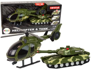 Karinis tankas ir sraigtasparnis vaikams LeanToys kaina ir informacija | Žaislai berniukams | pigu.lt
