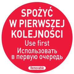 Valgyk pirmiausia maisto saugos lipdukai PL RU EN 500 vnt. Hendi 850152 10086051 kaina ir informacija | Virtuvės įrankiai | pigu.lt