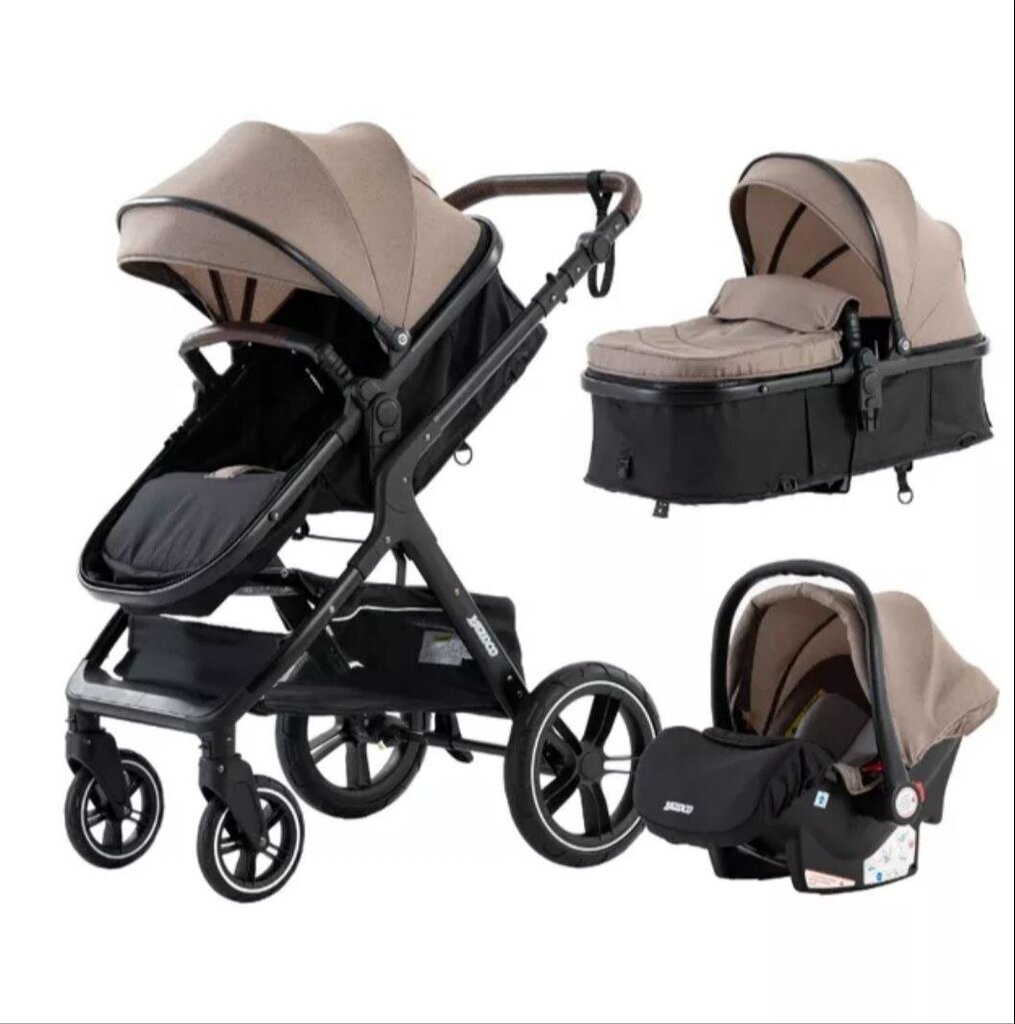 Kūdikių vežimėlis-transformatorius 3in1, brown цена и информация | Vežimėliai | pigu.lt