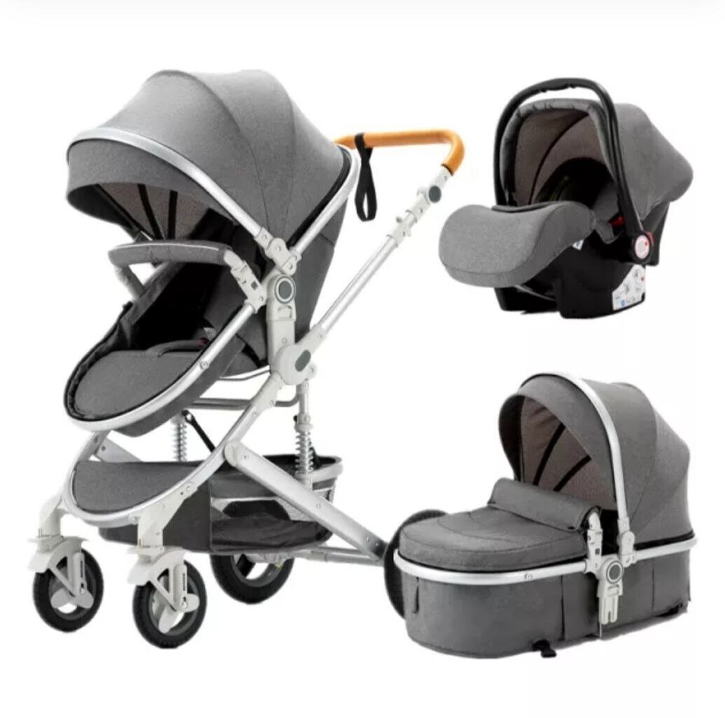 Kūdikių vežimėlis-transformatorius 3in1, grey kaina ir informacija | Vežimėliai | pigu.lt