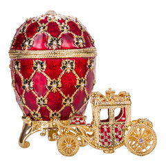 Faberge stiliaus imperatoriškasis karūnavimo kiaušinis, papuošalų dėžutė su vežimu, 1 vnt. kaina ir informacija | Kitos originalios dovanos | pigu.lt