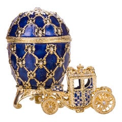 Faberge stiliaus imperatoriškasis karūnavimo kiaušinis, papuošalų dėžutė su vežimu, 1 vnt. kaina ir informacija | Kitos originalios dovanos | pigu.lt