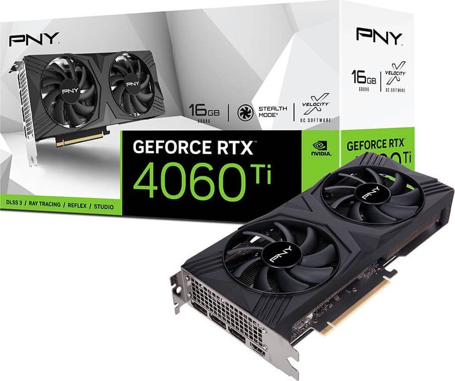 PNY GeForce RTX 4060 Ti Verto Dual Fan (VCG4060T16DFXPB1) kaina ir informacija | Vaizdo plokštės (GPU) | pigu.lt