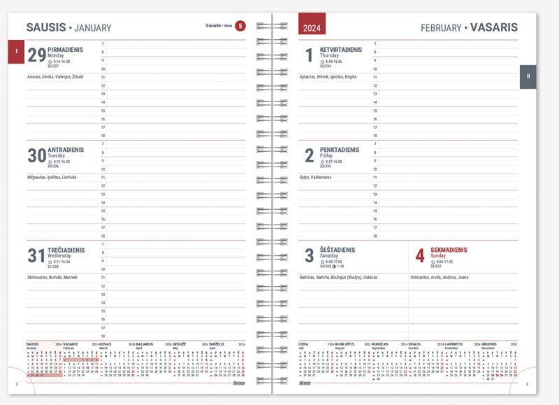 Darbo knyga SPIREX WEEK PATTERN A5 muhu kaina ir informacija | Kalendoriai, darbo knygos | pigu.lt