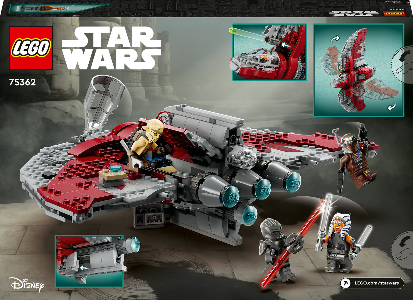 75362 LEGO® Star Wars Ahsoka Tano džedajų transportlaivis T-6 цена и информация | Konstruktoriai ir kaladėlės | pigu.lt