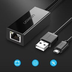 Išorinis LAN adapteris micro USB 100Mbps, skirtas Chromecast 1m black 10176221 kaina ir informacija | Adapteriai, USB šakotuvai | pigu.lt