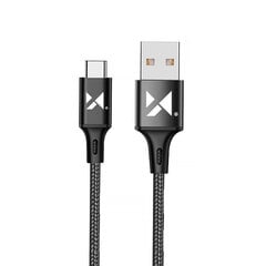 Tvirtas pintas kabelis USB USB-C 2.4A 2m juodas 10183391 цена и информация | Кабели для телефонов | pigu.lt