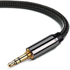 AUX kabelis kampinis vyriškas-vyriškas mini jack kabelis 3 m juodas 10184931 kaina ir informacija | Laidai telefonams | pigu.lt