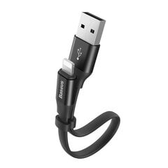 Plokščias kabelis USB laidas Iphone Lightning su laikikliu 2A 23CM juodas 10182791 kaina ir informacija | Laidai telefonams | pigu.lt