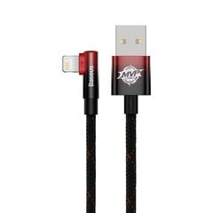 Kampinis kabelio laidas su šonine USB kištuku Iphone Lightning 1m 2.4A raudona 10185191 цена и информация | Кабели для телефонов | pigu.lt