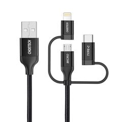 USB laidas MFI Lightning USB Type C micro USB 3in1 1,2 m juodas 10165991 kaina ir informacija | Laidai telefonams | pigu.lt