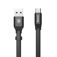 Plokščias USB laidas USB-C su laikikliu 2A 23cm juodas 10182781 kaina ir informacija | Laidai telefonams | pigu.lt