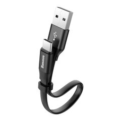 Plokščias USB laidas USB-C su laikikliu 2A 23cm juodas 10182781 цена и информация | Кабели для телефонов | pigu.lt