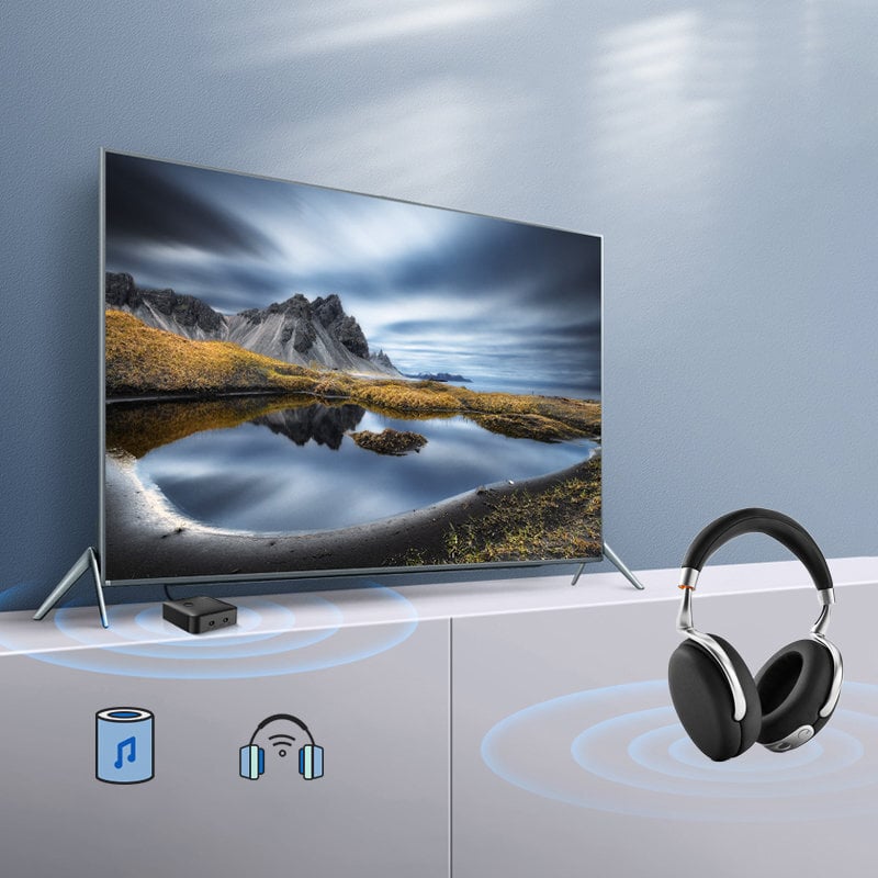 2in1 siųstuvas + imtuvas Bluetooth 5.0 siųstuvas muzikai juodas 10177431 kaina ir informacija | Adapteriai, USB šakotuvai | pigu.lt