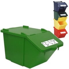Sukraunamas atliekų rūšiavimo konteineris 45 l, žalias цена и информация | Мусорные баки | pigu.lt