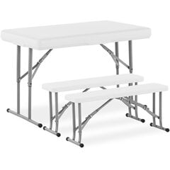 Sulankstomas stalas su suolais, baltas kaina ir informacija | Lauko baldų komplektai | pigu.lt
