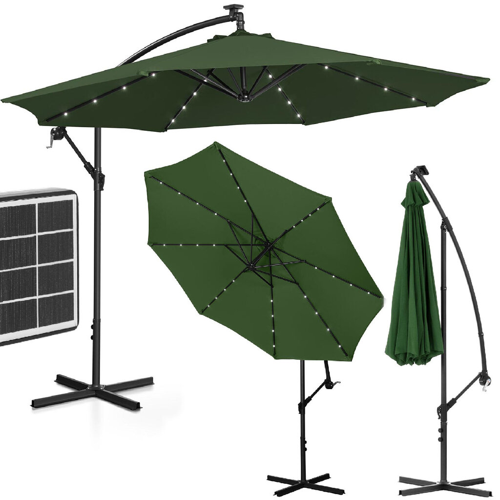 Sodo skėtis su LED apšvietimu Uniprodo, žalias цена и информация | Skėčiai, markizės, stovai | pigu.lt