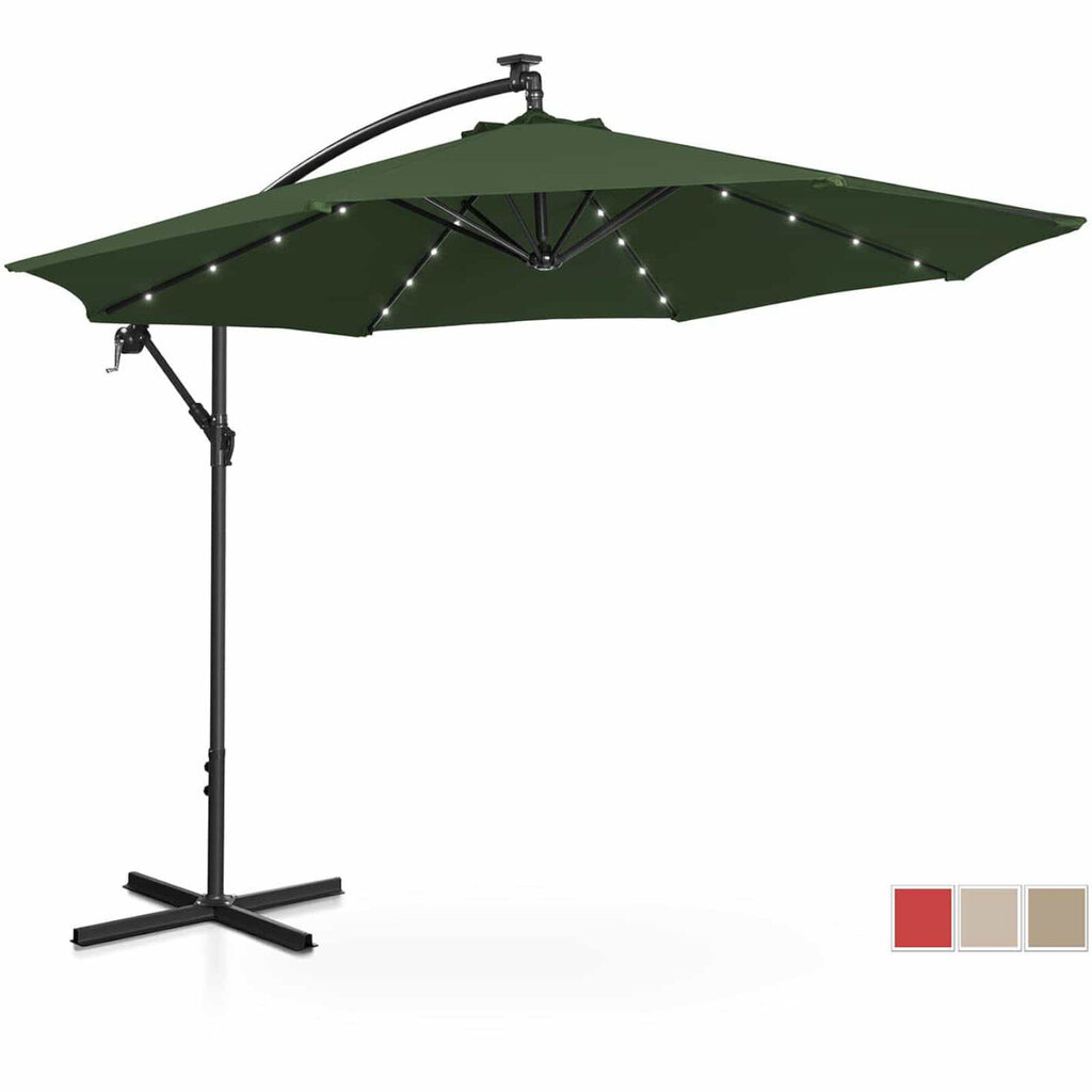 Sodo skėtis su LED apšvietimu Uniprodo, žalias цена и информация | Skėčiai, markizės, stovai | pigu.lt