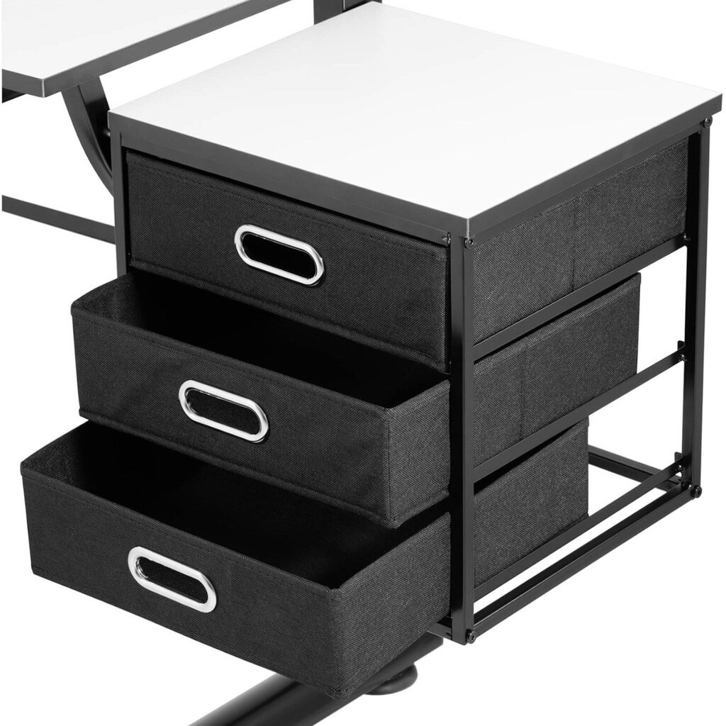 Kompiuterio stalas, juodas/baltas kaina ir informacija | Kompiuteriniai, rašomieji stalai | pigu.lt