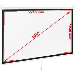 Pusiau automatinis projektoriaus ekranas sieninės lubos matinės baltos 100'' 229,5x145 cm 16:9 10142051 kaina ir informacija | Mechaniniai įrankiai | pigu.lt