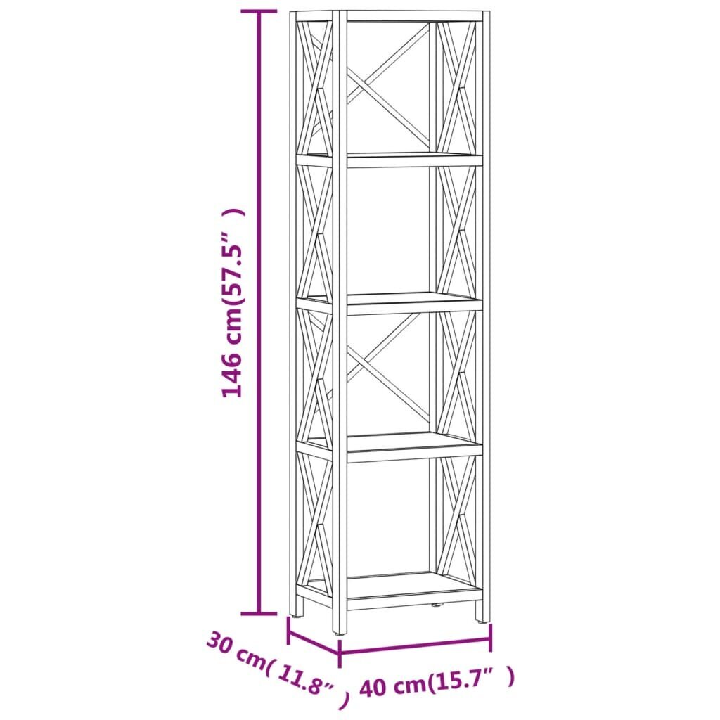 5 aukštų lentyna vidaXL, 40x30x146 cm, ruda kaina ir informacija | Lentynos | pigu.lt