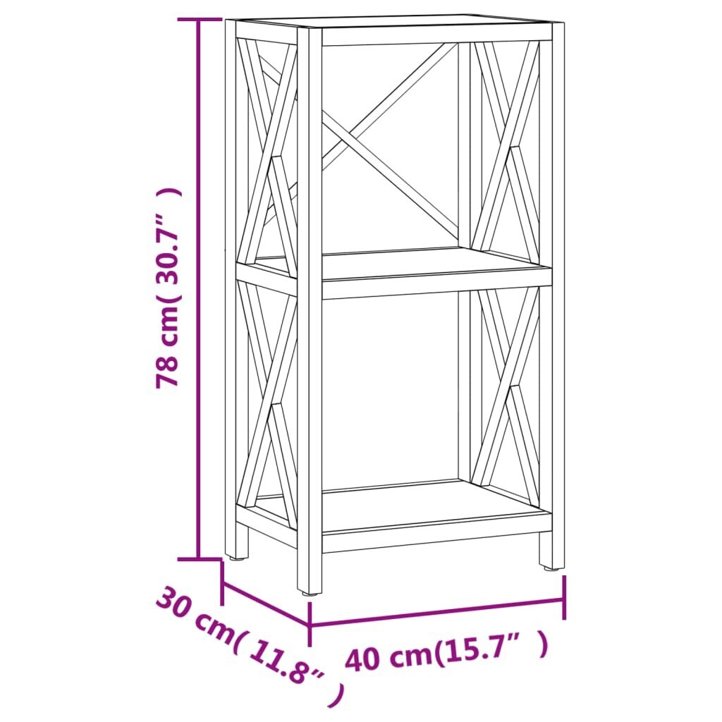3 aukštų lentyna vidaXL, 40x30x78 cm, ruda kaina ir informacija | Lentynos | pigu.lt