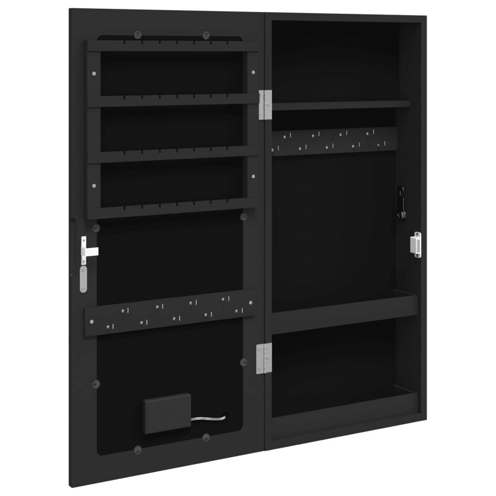 Veidrodinė papuošalų spintelė vidaXL, 31.5x9x67 cm, juoda цена и информация | Veidrodžiai | pigu.lt