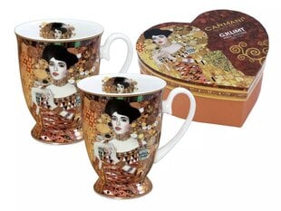 2 puodelių rinkinys širdelės formos dėžutėje Gustav Klimt, Portrait of Adele Bloch-Bauer, 280 ml kaina ir informacija | Originalūs puodeliai | pigu.lt