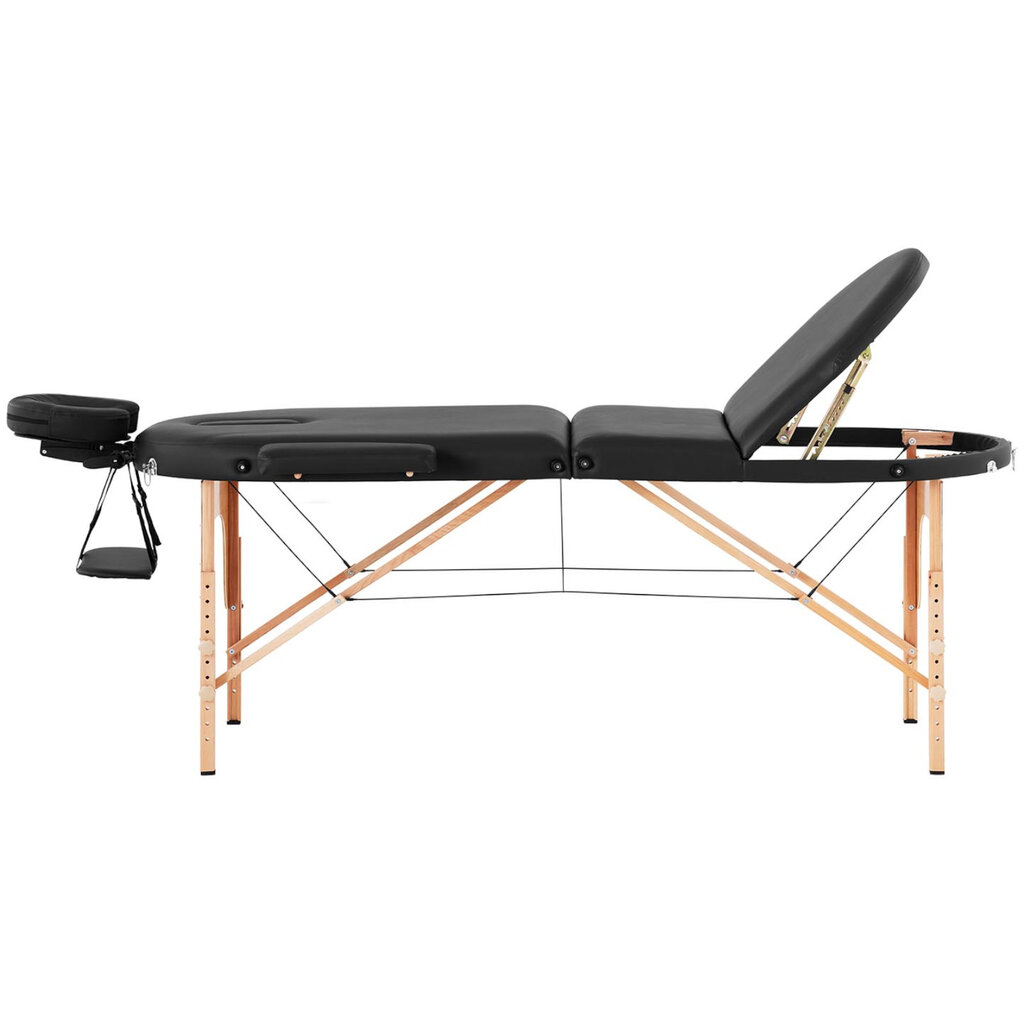 Nešiojamas sulankstomas masažinis lovos staliukas su mediniu rėmu Colmar Black iki 227 kg juodos spalvos 10140011 цена и информация | Masažo reikmenys | pigu.lt