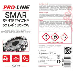 Sintetinis grandinių tepalas PRO-LINE purškiamas 500ml 10106741 kaina ir informacija | Mechaniniai įrankiai | pigu.lt