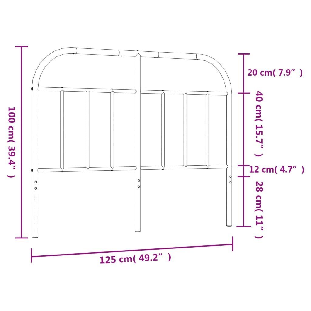 Lovos galvūgalis vidaXL 120cm, juodas kaina ir informacija | Lovos | pigu.lt